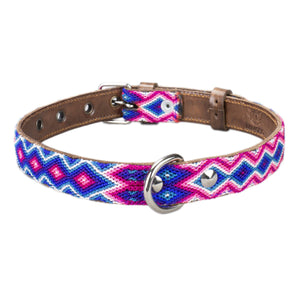 marieta dog collar pink and blue buckle view