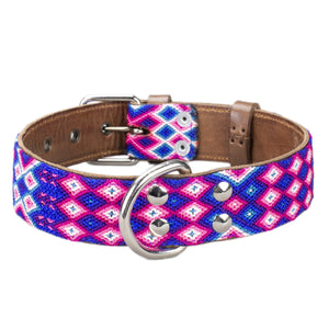 marieta dog collar pink and blue buckle view