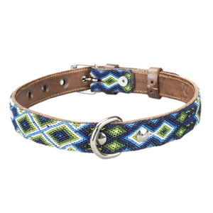 akumal dog collar blue and green buckle view