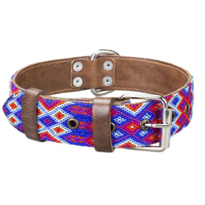 huatulco dog collar blue and red front view