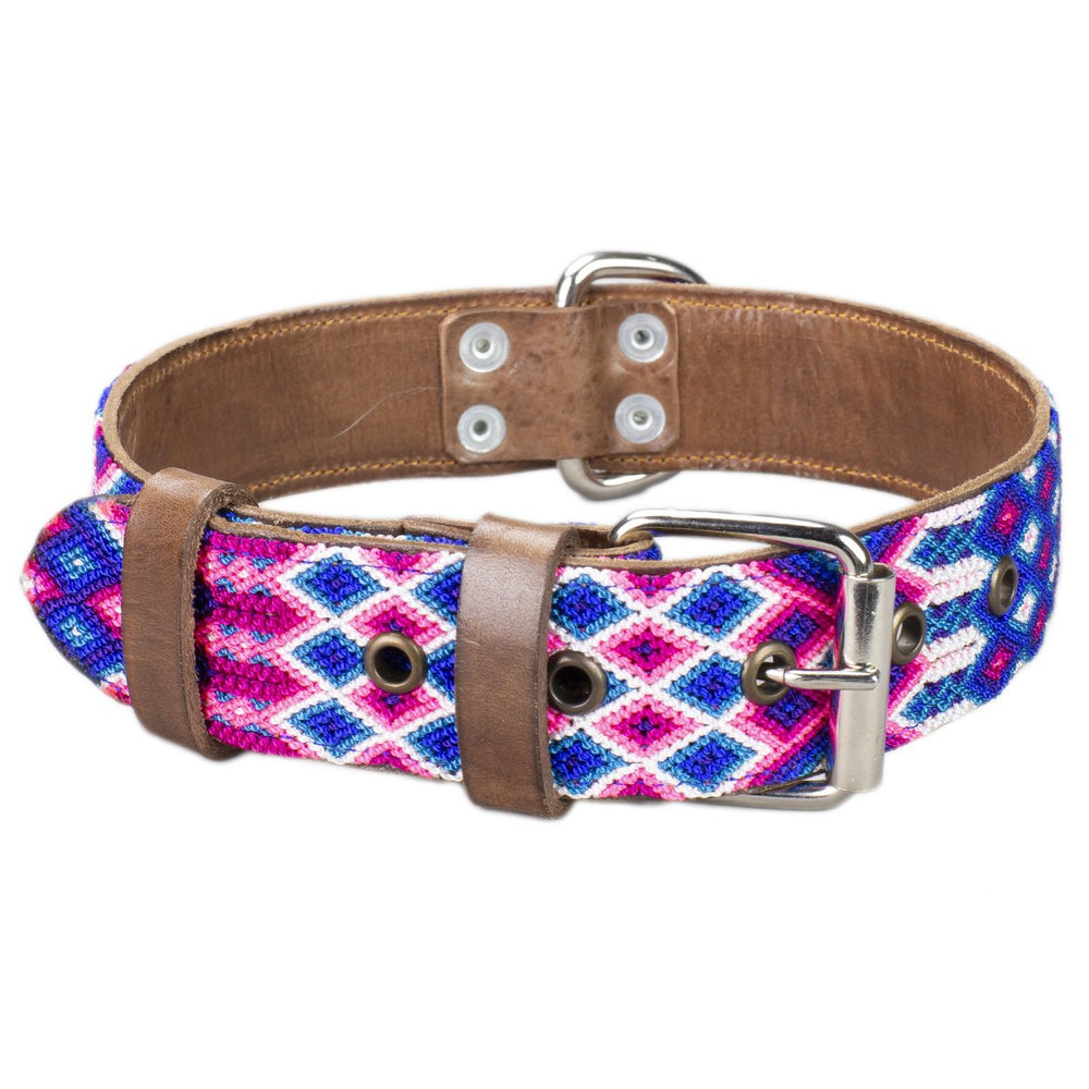 
            
                Load image into Gallery viewer, marieta dog collar pink and blue front view
            
        