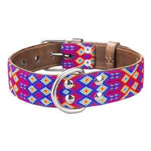 
            
                Load image into Gallery viewer, vallarta dog collar blue, read and orange buckle view
            
        