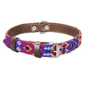 
            
                Load image into Gallery viewer, vallarta dog collar blue, read and orange front view
            
        