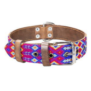 
            
                Load image into Gallery viewer, vallarta dog collar blue, read and orange front view
            
        